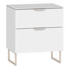 NACHTTISCH 45/53/43 cm  in Weiss  - Weiss/Edelstahlfarben, Design, Glas/Holzwerkstoff (45/53/43cm) - Jutzler