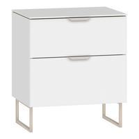 NACHTTISCH 45/53/43 cm  in Weiss  - Weiss/Edelstahlfarben, Design, Glas/Holzwerkstoff (45/53/43cm) - Jutzler