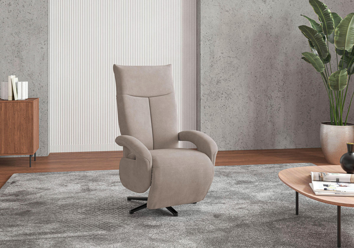 SESSEL in Flachgewebe Greige  - Greige/Schwarz, Konventionell, Textil/Metall (74/112/82cm) - Sit & More