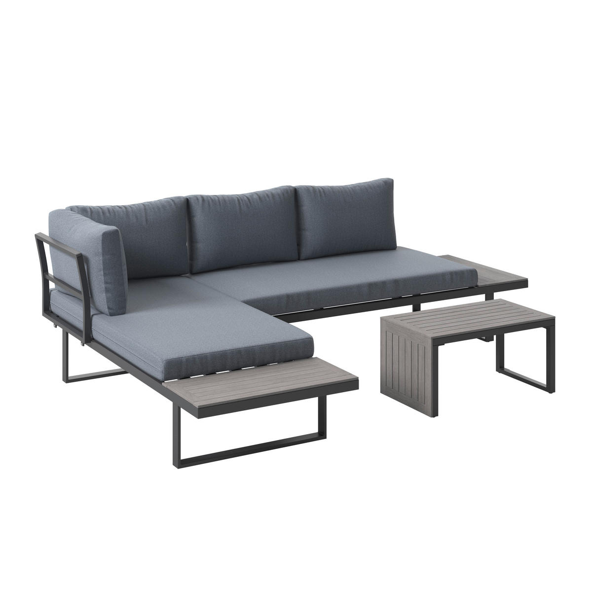 LOUNGEGARNITUR  182/252 cm  Aluminium  - Grau, MODERN, Kunststoff/Textil (182/252cm) - Ambia Garden