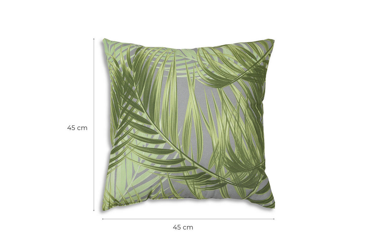 ZIERKISSENSET in Grau, Grün Blätter 48/48 cm  - Grau/Grün, KONVENTIONELL, Textil (48/48cm)