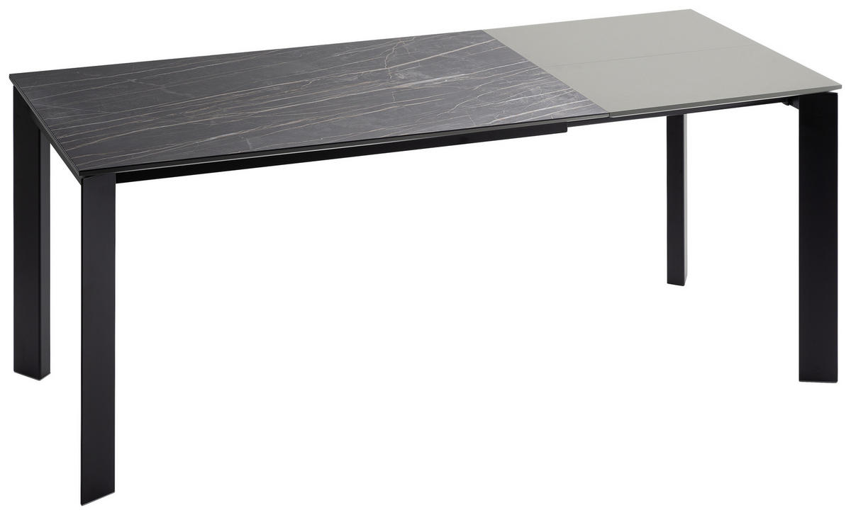 ESSTISCH Grau, Schwarz rechteckig  ausziehbar, in verschiedenen Größen erhältlich  - Schwarz/Grau, Design, Keramik/Metall (120-180/80/75cm) - home24