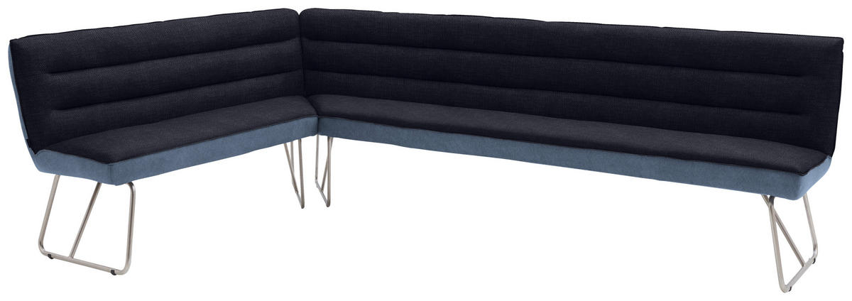 ECKBANK in Textil, Metall Dunkelblau, Edelstahlfarben, Blau  - Blau/Edelstahlfarben, Design, Textil/Metall (184/304cm) - Dieter Knoll