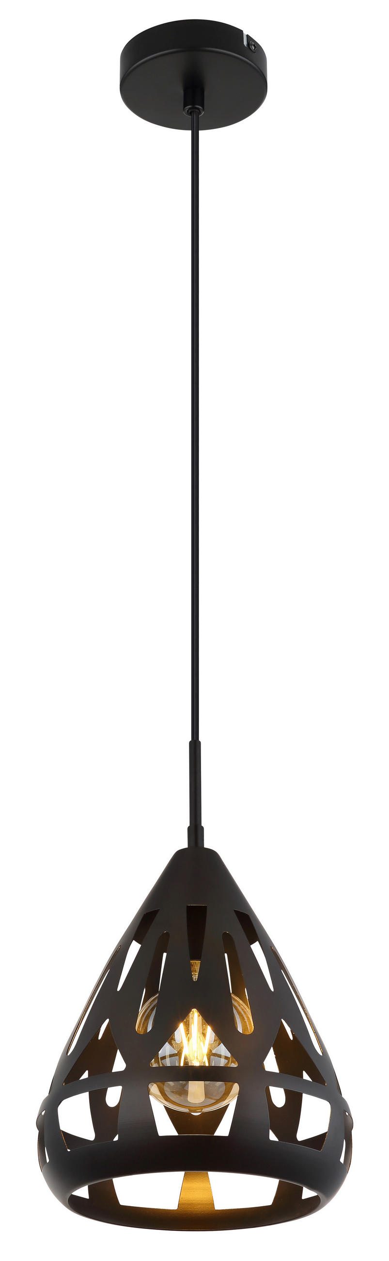 VISEČA SVETILKA        23/120 cm      E27 - črna, Basics, kovina/umetna masa (23/120cm) - Globo