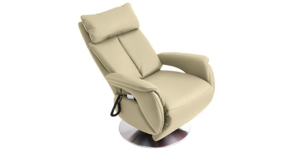 RELAXSESSEL in Leder Creme  - Edelstahlfarben/Creme, KONVENTIONELL, Leder/Metall (78/113/81cm) - Cantus