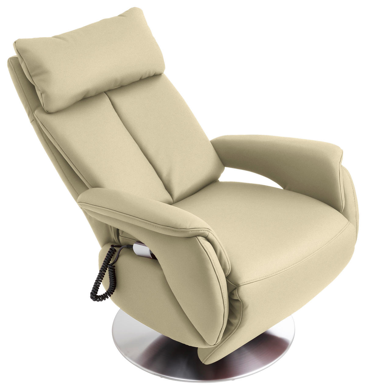 RELAXSESSEL in Leder Creme  - Edelstahlfarben/Creme, KONVENTIONELL, Leder/Metall (78/110/81cm) - Cantus