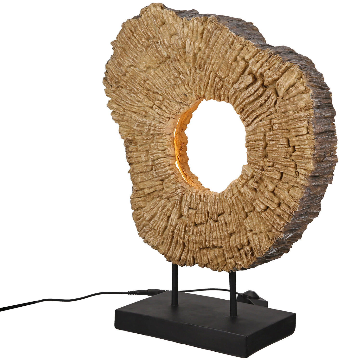XXXLutz Tischleuchte Wood art Schwarz, Hellbraun 34.5x45x14 cm