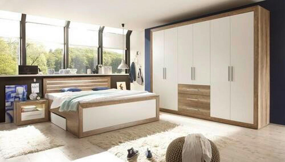 SPALNICA, bela, barve hrasta  - barve hrasta/bela, Design, leseni material - Venda