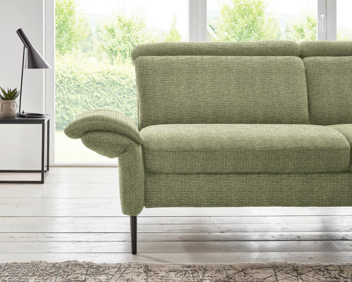 ECKSOFA in Struktur Grün  275/235 cm  - Schwarz/Grün, MODERN, Textil/Metall (275/235cm) - Cantus
