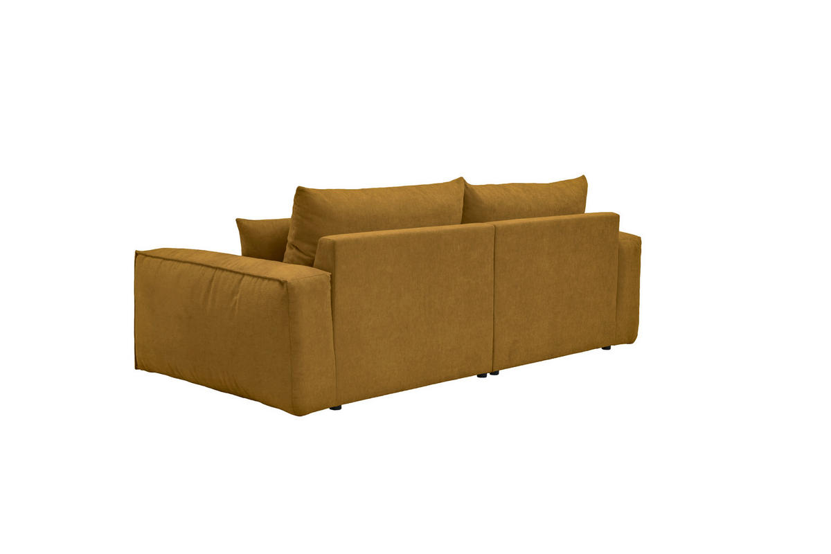 BIGSOFA Chenille Senfgelb  - Senfgelb/Schwarz, MODERN, Kunststoff/Textil (255/76/117cm) - Milino