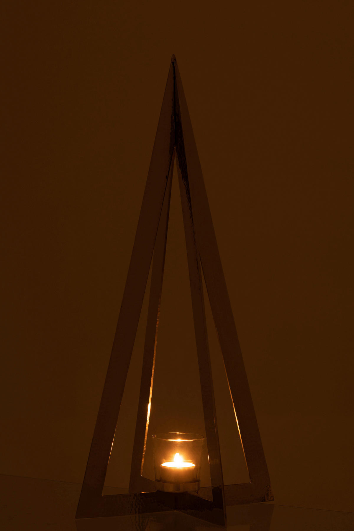 TEELICHTHALTER  - Silberfarben, Basics, Glas/Metall (19/19/58cm) - X-Mas