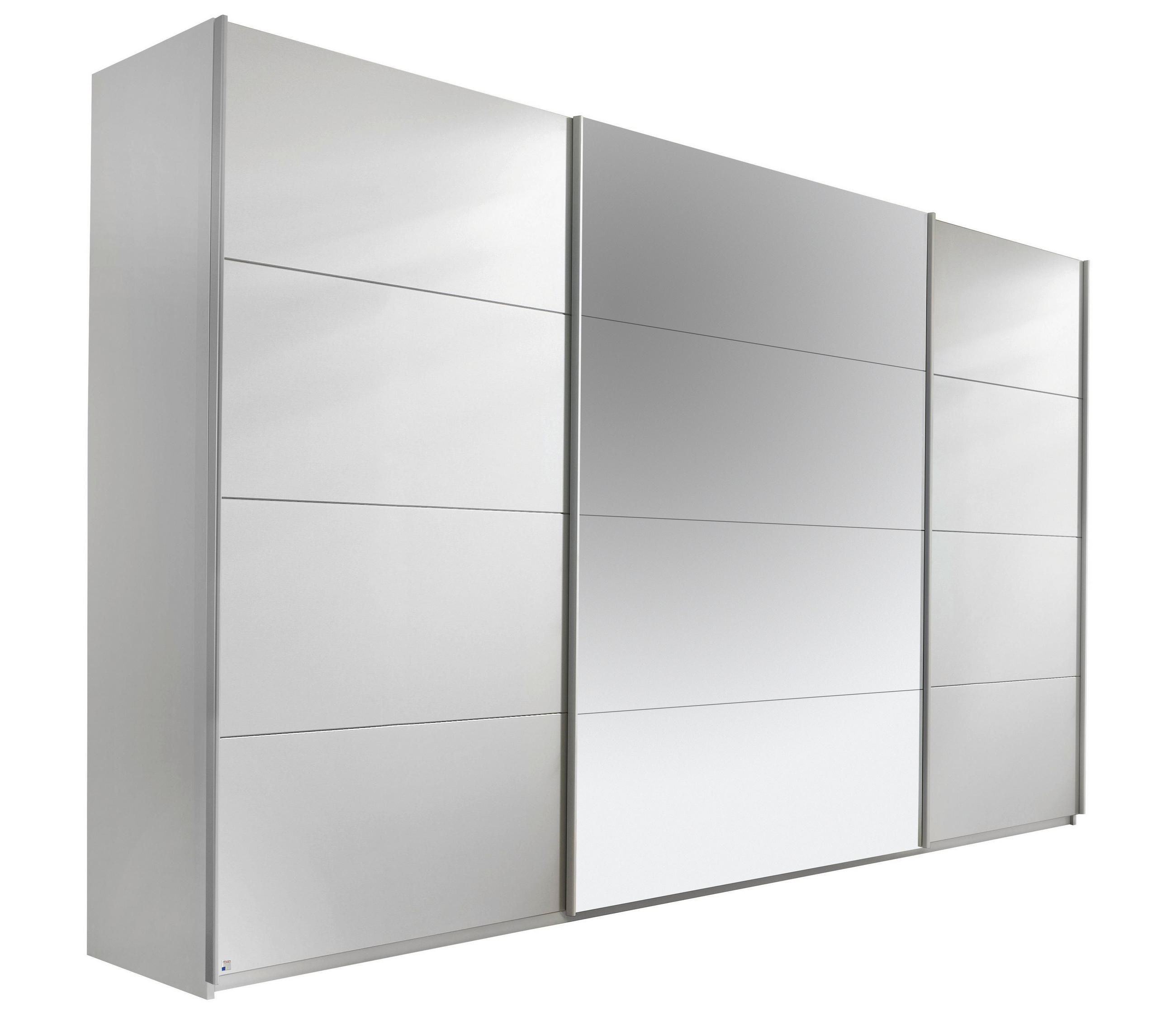 SCHWEBETÜRENSCHRANK in Weiss  - Weiss/Alufarben, Design, Glas/Holzwerkstoff (315/210/62cm) - Xora
