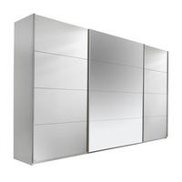 SCHWEBETÜRENSCHRANK in Weiss  - Weiss/Alufarben, Design, Glas/Holzwerkstoff (315/210/62cm) - Xora