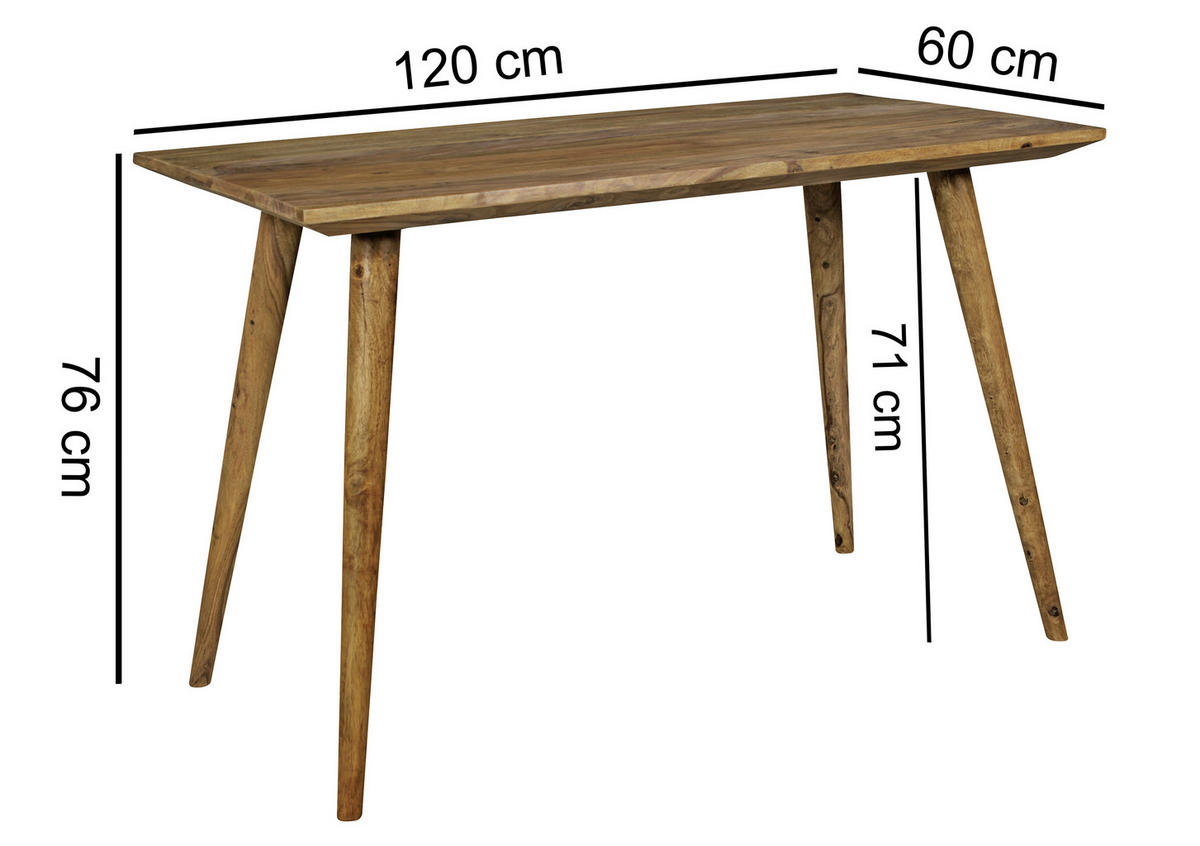 JÍDELNÍ STŮL, sheesham, barvy sheesham, 120/76/60 cm - barvy sheesham, Design, dřevo (120/76/60cm) - MID.YOU