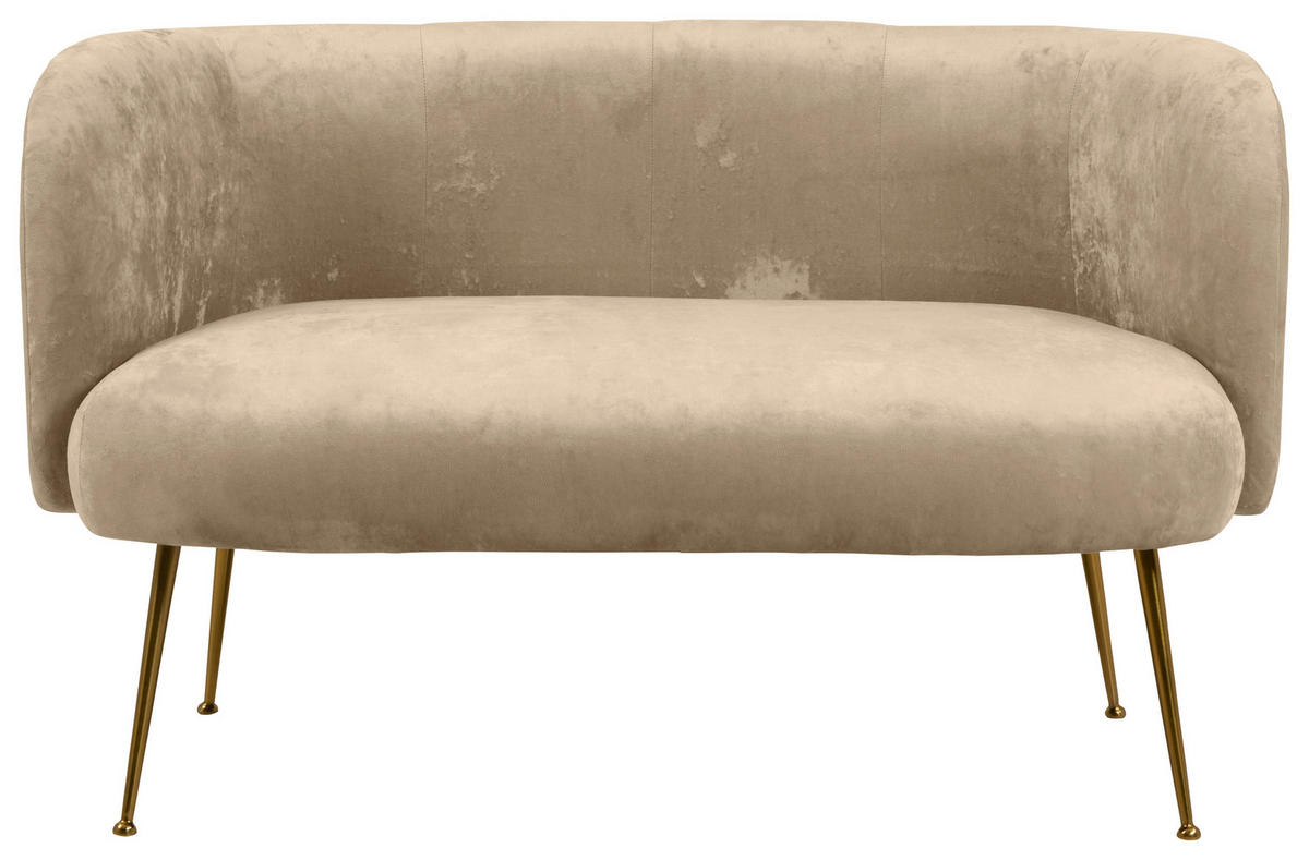 2-SITZER-SOFA Velours Beige  - Beige, KONVENTIONELL, Textil (126/77/70cm) - MID.YOU