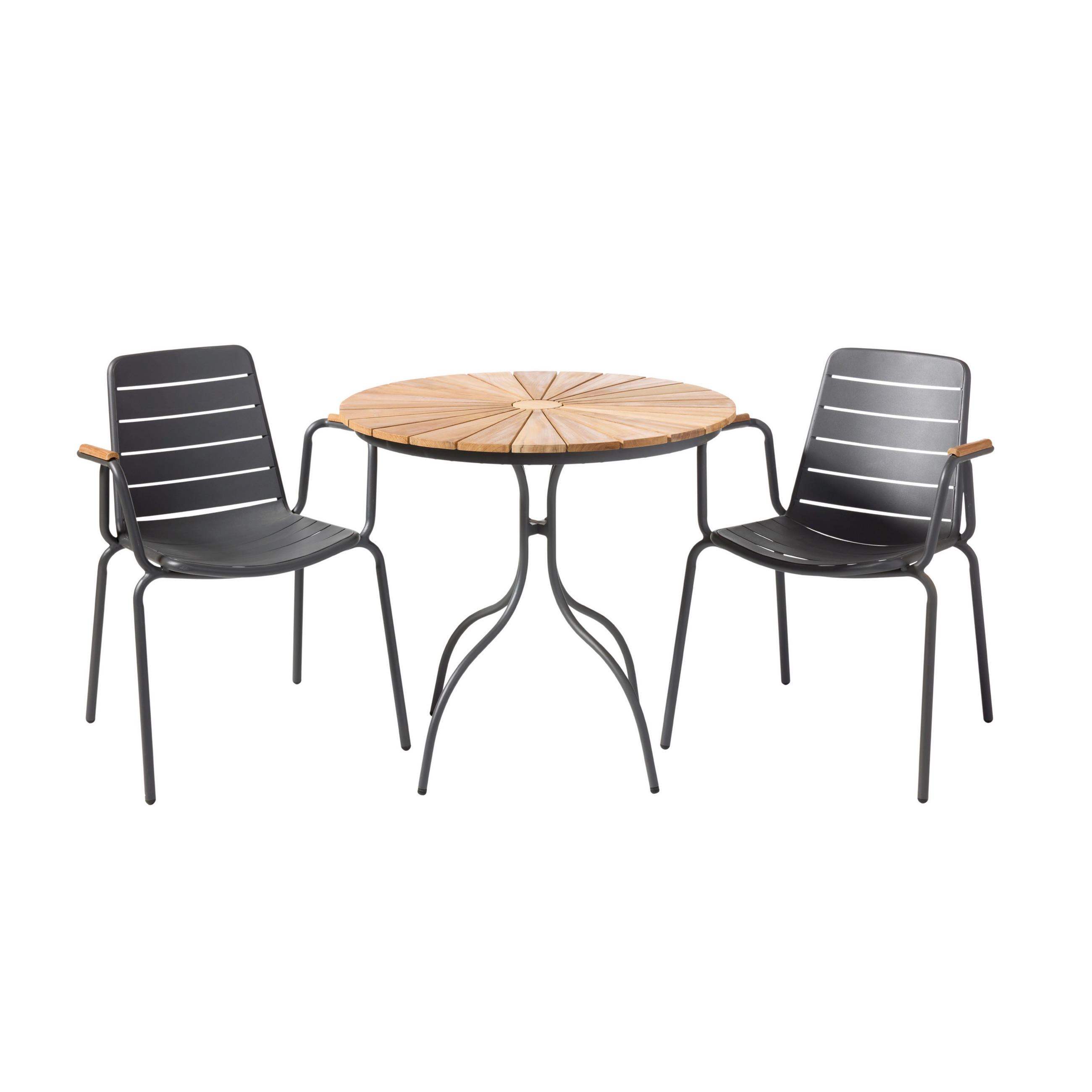 GARTENTISCHGRUPPE Teakholz vollmassiv Aluminium  - Anthrazit/Teakfarben, Natur, Holz/Metall (120/120/80cm) - Gardenson