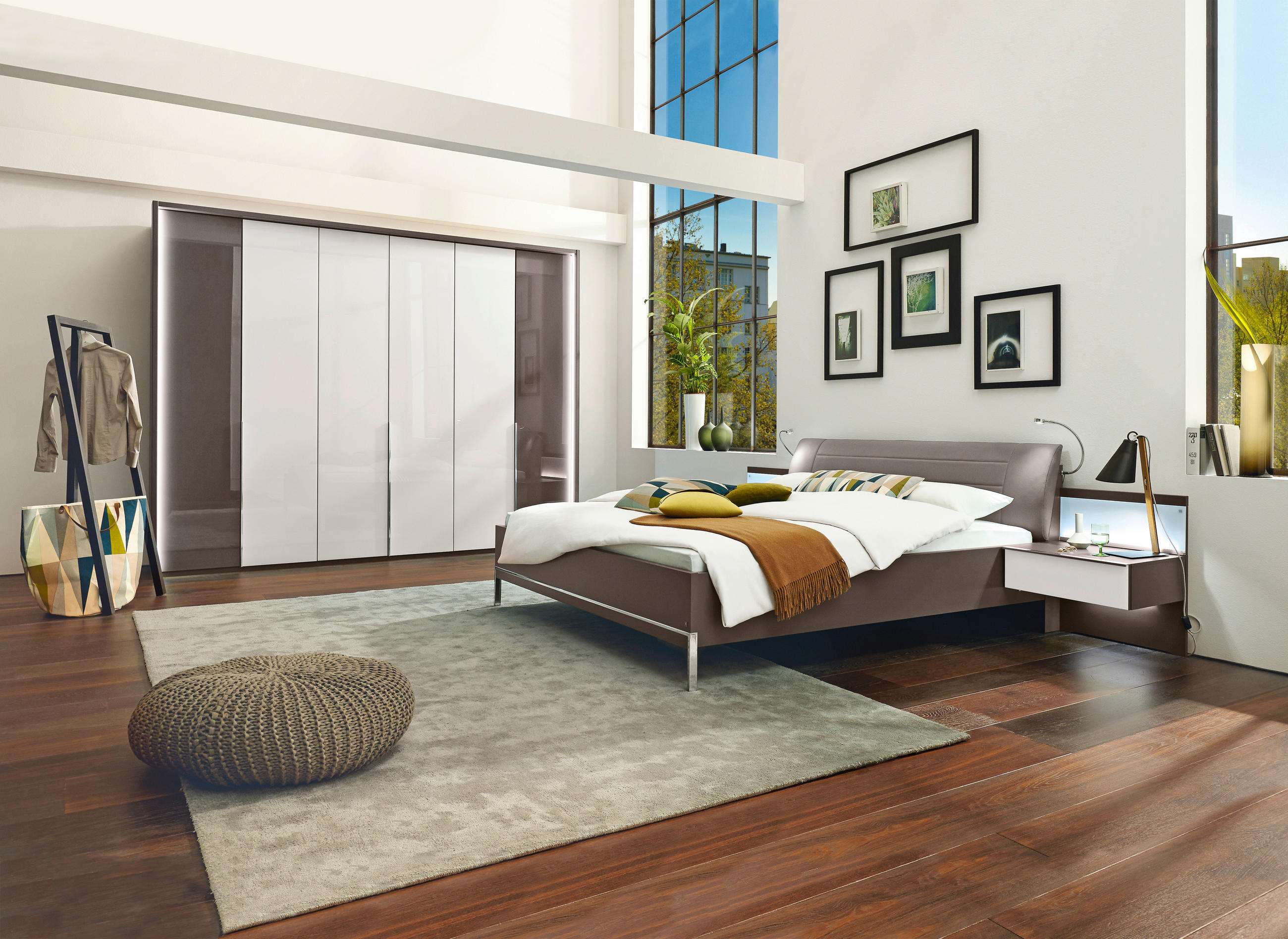 SCHLAFZIMMER Braun, Weiß  - Braun/Weiß, Design, Glas/Holzwerkstoff (180/200cm) - Musterring