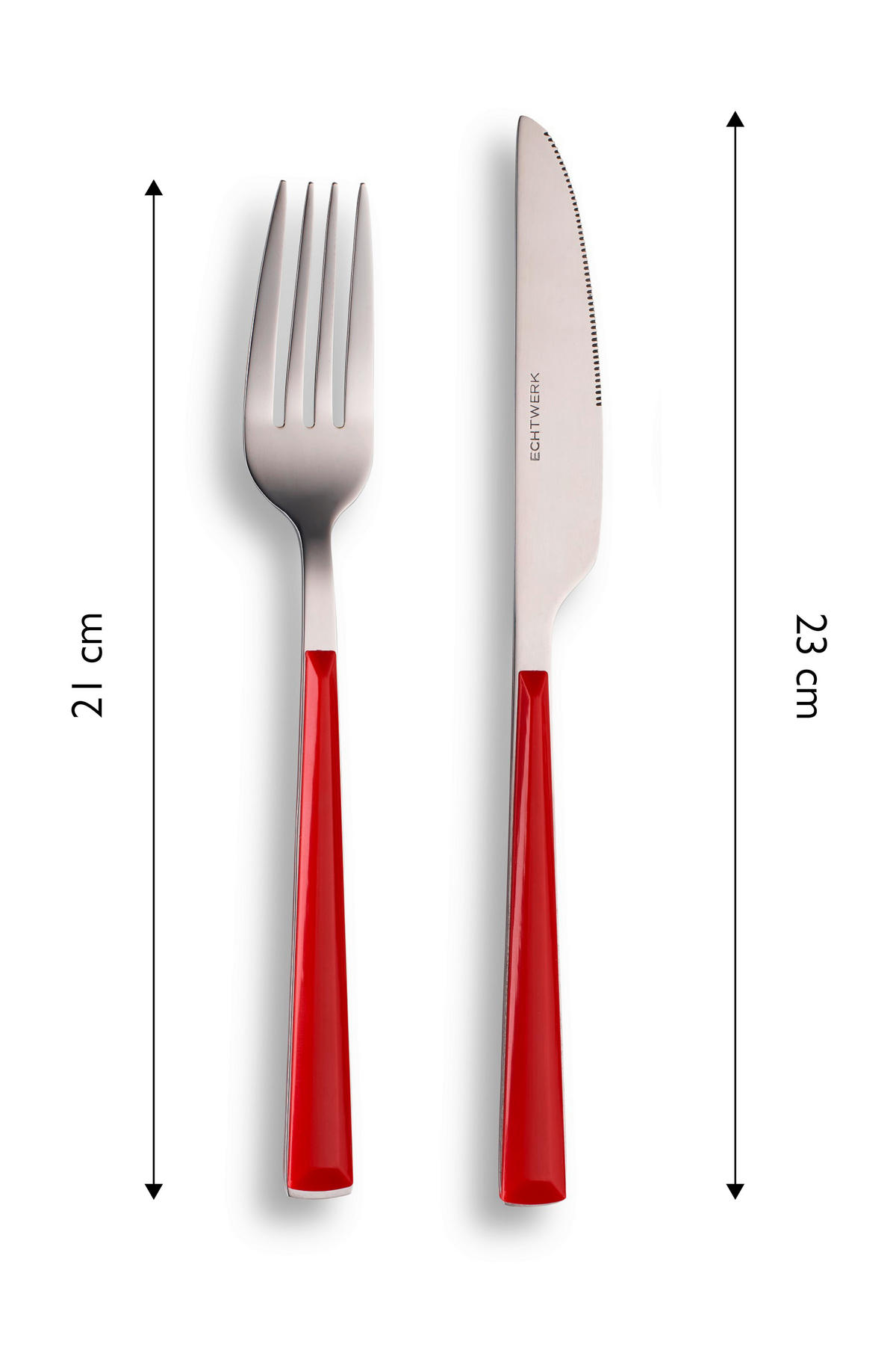 BESTECKSET 24-teilig Edelstahl  - Rot/Silberfarben, Basics, Kunststoff/Metall - Echtwerk