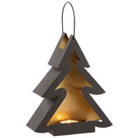 LATERNE  - Goldfarben/Schwarz, Trend, Metall (26/31/9cm) - X-Mas