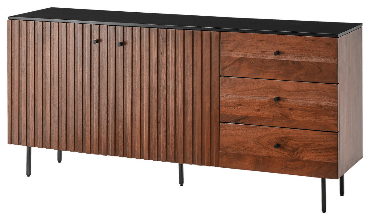 SIDEBOARD  in 170/85/40 cm  - Walnussfarben/Schwarz, LIFESTYLE, Holz/Holzwerkstoff (170/85/40cm) - MID.YOU