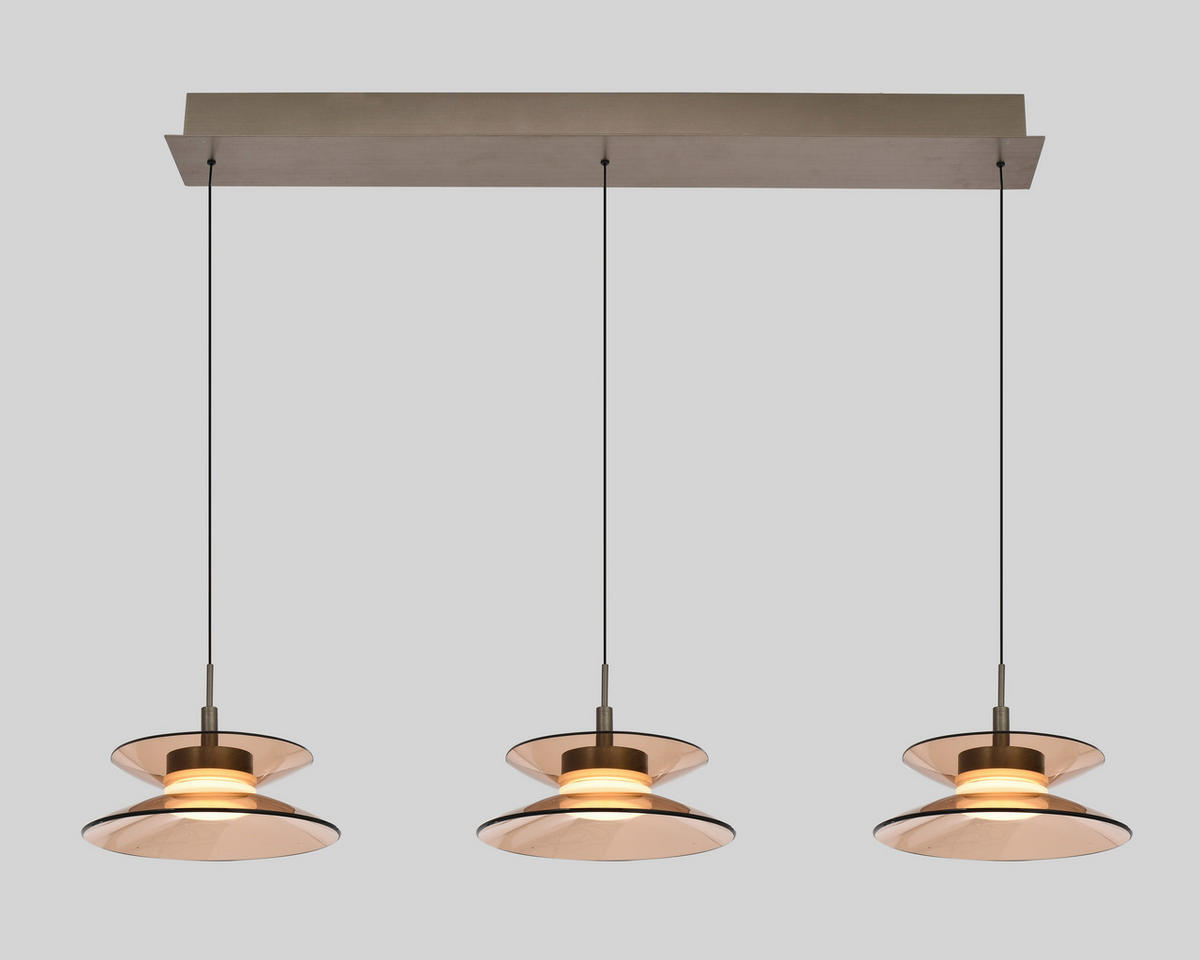 LED-HÄNGELEUCHTE Crema 96/150/22 cm  - Bronzefarben, Design, Glas/Metall (96/150/22cm)