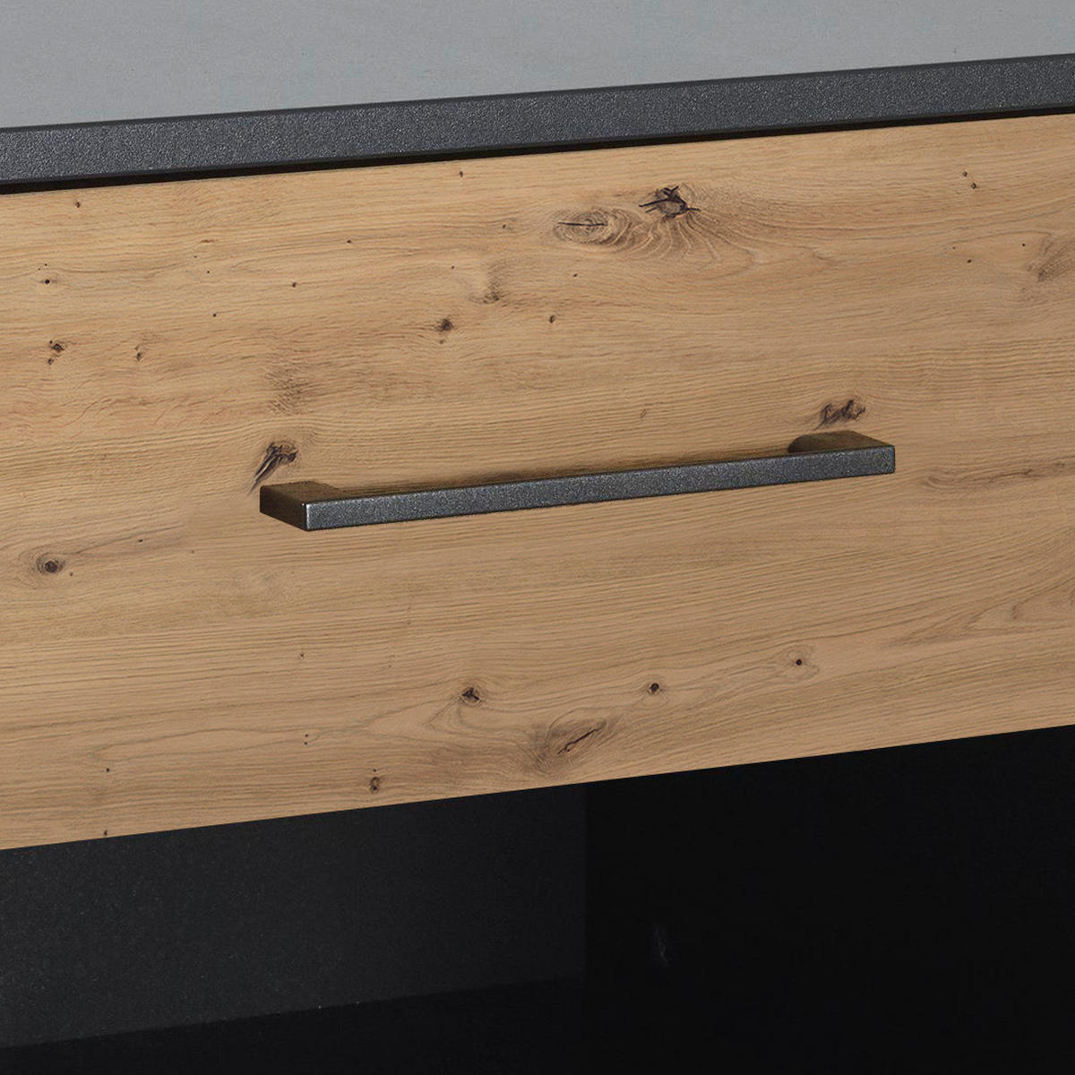 NOČNÍ STOLEK, tmavě šedá, dub artisan, 47/43/42 cm - tmavě šedá/barvy hliníku, Moderní, kov/kompozitní dřevo (47/43/42cm) - Rauch Möbel