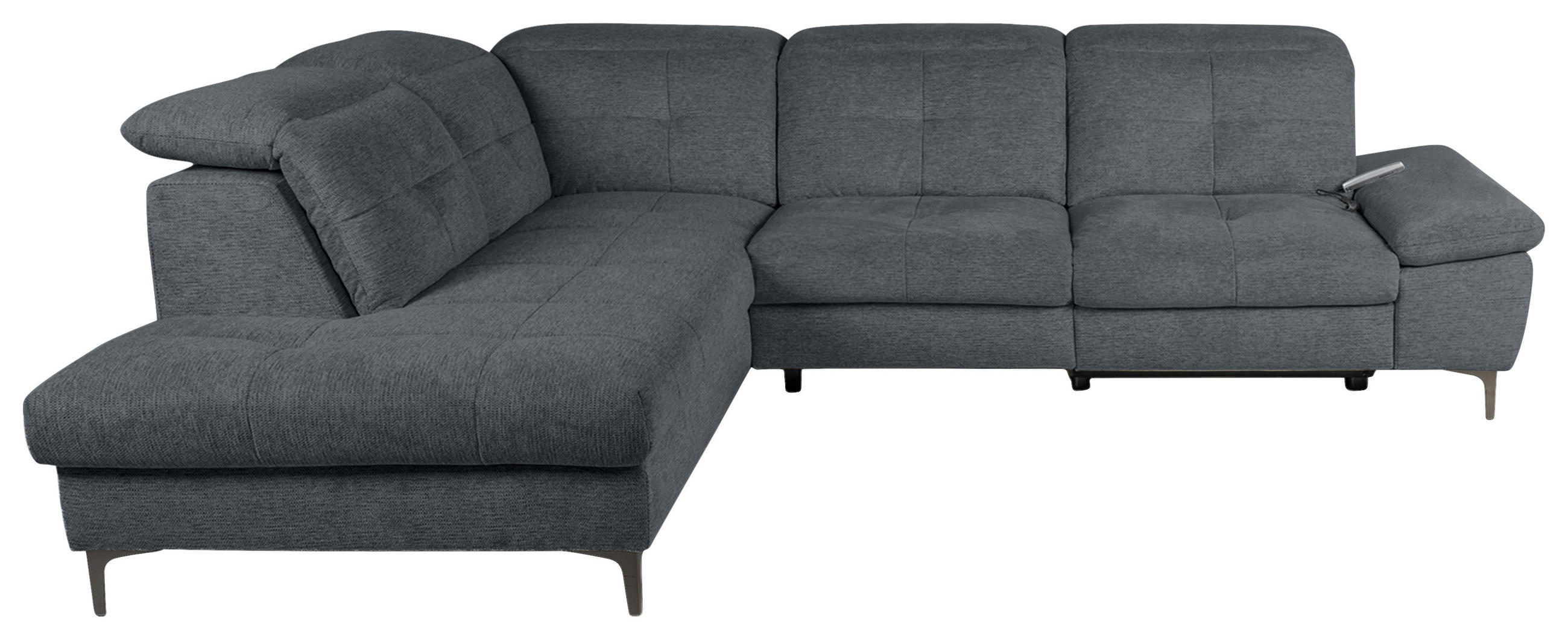 ECKSOFA Dunkelgrau Webstoff  - Dunkelgrau/Schwarz, KONVENTIONELL, Textil/Metall (225/288cm) - Carryhome