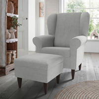 SESSELSET ASINO Chenille Hocker    - Wengefarben/Grau, KONVENTIONELL, Holz/Textil (80/102/86cm) - Livetastic
