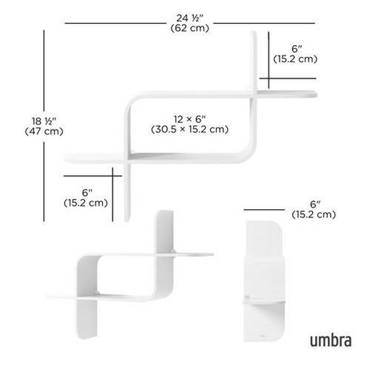 POLICA ZIDNA bijela  drvo  - bijela, Konvencionalno, drvo (64/48/16cm) - Umbra