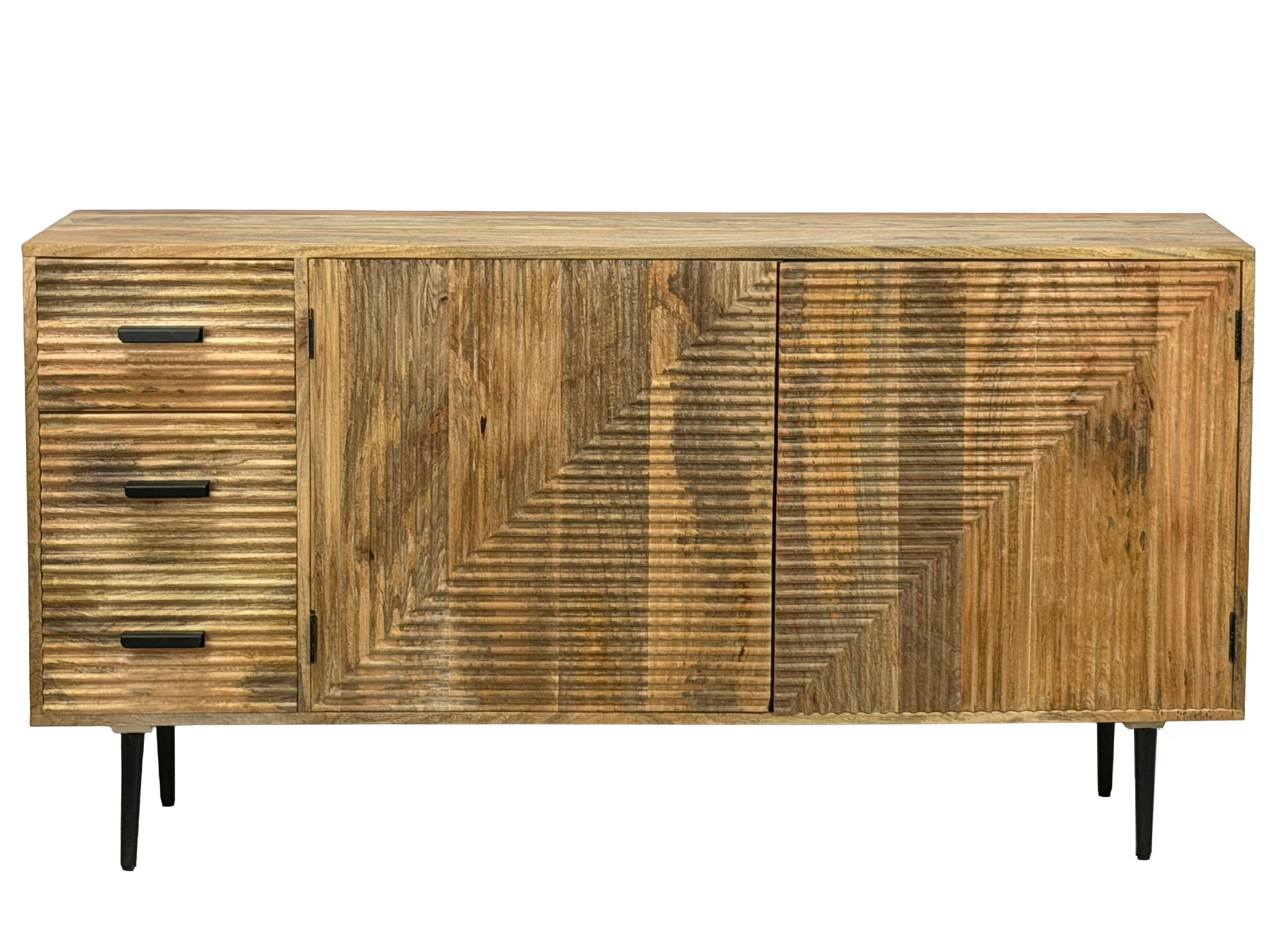 ŠIROKÁ KOMODA, mangové dřevo, hnědá, 160/40/86 cm - černá/hnědá, Design, kov/dřevo (160/40/86cm) - Livetastic