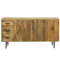 ŠIROKÁ KOMODA, mangové dřevo, hnědá, 160/40/86 cm - černá/hnědá, Design, kov/dřevo (160/40/86cm) - Livetastic