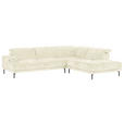 ECKSOFA Creme Chenille Kopfteilverstellung, Sitztiefenverstellung  - Creme/Schwarz, Design, Textil/Metall (307/243cm) - Xora