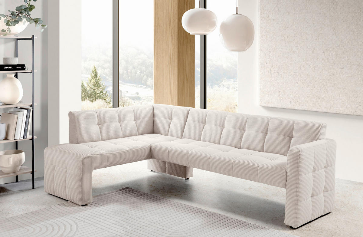 UGAONA KLUPA  bež   - bež/crna, Moderno, drvo/tekstil (245/157cm) - Livetastic