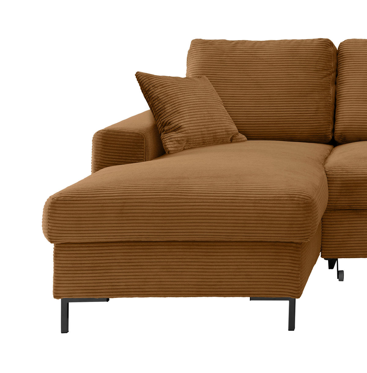 ECKSCHLAFSOFA in Cord Goldfarben  - Goldfarben/Schwarz, KONVENTIONELL, Textil/Metall (143/237cm) - Livetastic