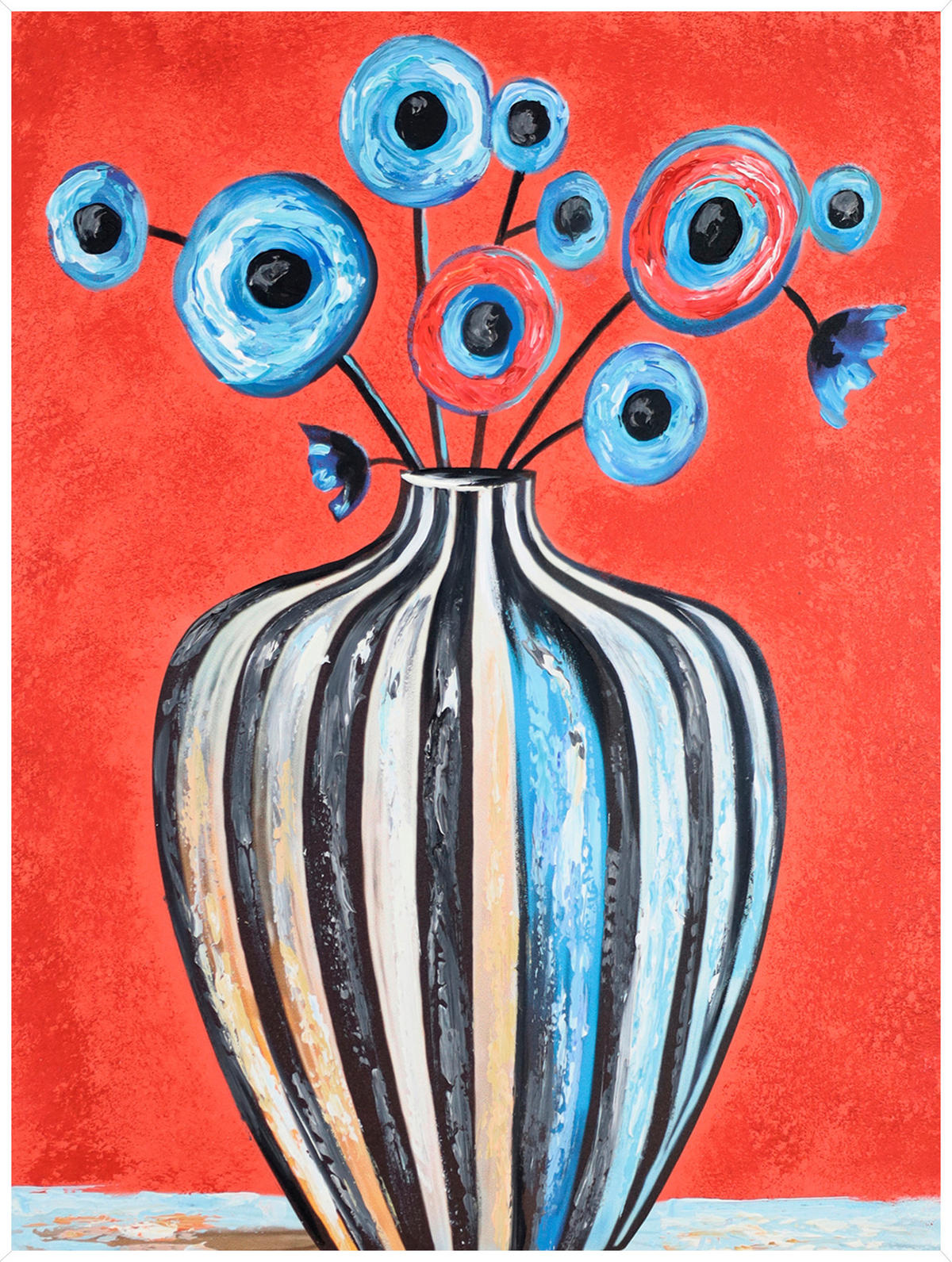 ÖLGEMÄLDE Blumen, Ornamente, Pflanzen 60/80 cm  - Multicolor/Weiß, Design, Holzwerkstoff/Textil (60/80cm) - Monee