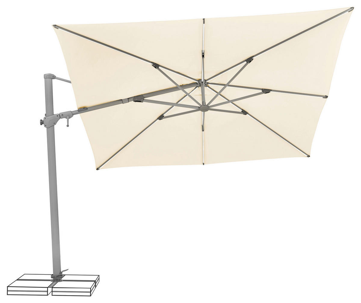 SONNENSCHIRM  300/300 cm  - Ecru/Silberfarben, Basics, Textil/Metall (300/300cm) - Suncomfort by Glatz