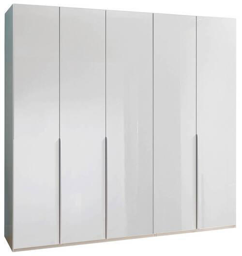 OMARA S KLASIČNIMI VRATI, bela, bela, visoki sijaj  - bela/barve aluminija, Design, kovina/leseni material (225/236/58cm) - Novel