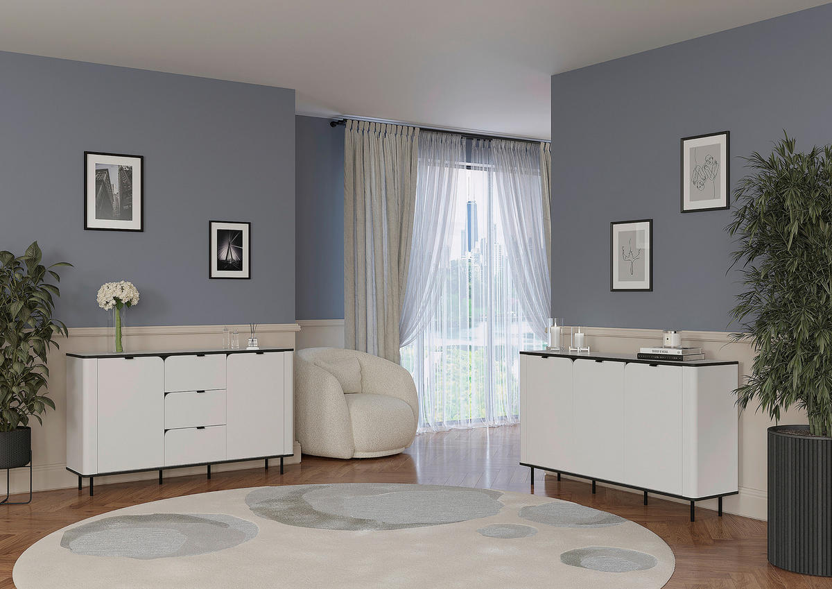 SIDEBOARD  in 136,8/82/35,2 cm  - Schwarz/Weiß, MODERN, Holzwerkstoff/Kunststoff (136,8/82/35,2cm) - Carryhome