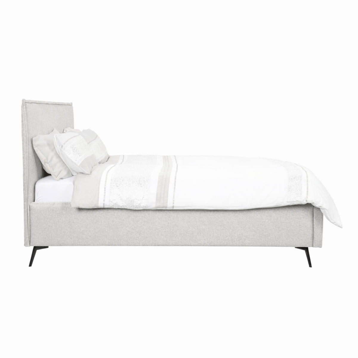 POLSTERBETT Lattenrost, Bettkasten Hellgrau 180/200 cm  - Hellgrau/Schwarz, MODERN, Holz/Textil (180/200cm) - MID.YOU