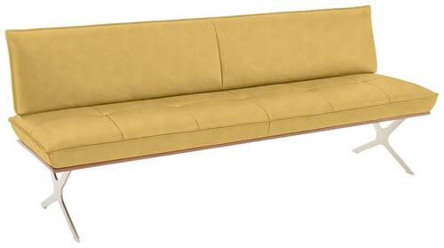 SITZBANK 214/88/66 cm Echtleder Gelb, Edelstahlfarben Nussbaum furniert Metall  - Edelstahlfarben/Gelb, Design, Leder/Holz (214/88/66cm) - Koinor