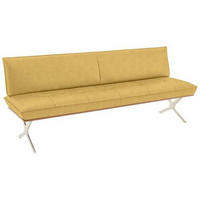 SITZBANK 214/88/66 cm Echtleder Gelb, Edelstahlfarben Nussbaum furniert Metall  - Edelstahlfarben/Gelb, Design, Leder/Holz (214/88/66cm) - Koinor