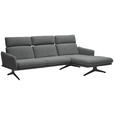 ECKSOFA in Flachgewebe Grau  259/152 cm  - Schwarz/Grau, Design, Textil/Metall (259/152cm) - Dieter Knoll