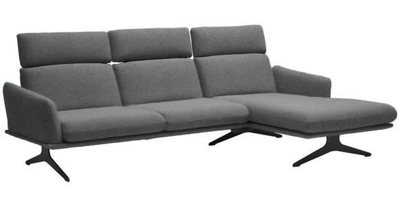 ECKSOFA in Flachgewebe Grau 259/152 cm - Schwarz/Grau, Design, Textil/Metall (259/152cm) - Dieter Knoll