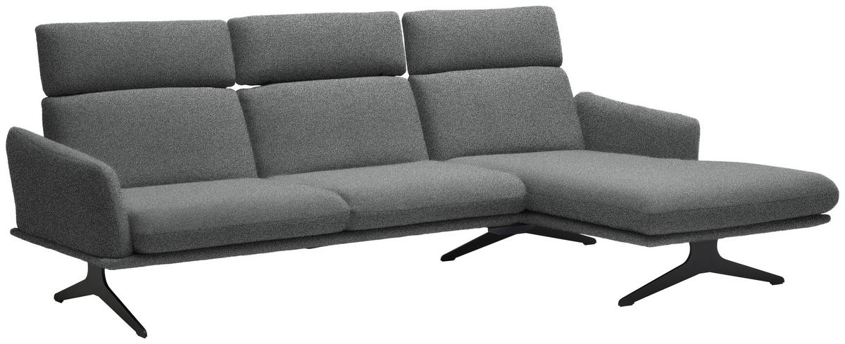 ECKSOFA in Flachgewebe Grau  - Schwarz/Grau, Design, Textil/Metall (259/152cm) - Dieter Knoll