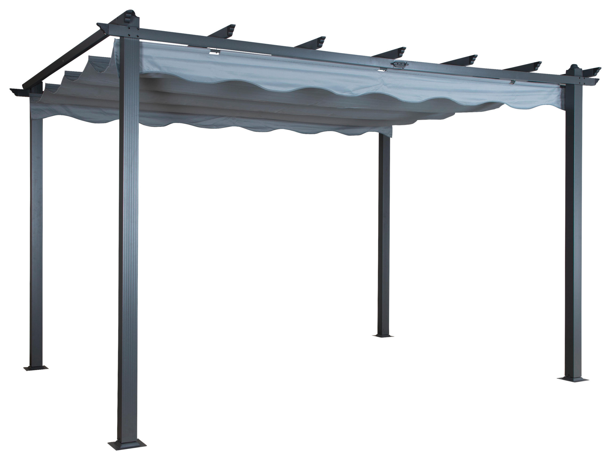 PERGOLA 395/245/295 cm   - Schwarz/Grau, KONVENTIONELL, Textil/Metall (395/245/295cm) - Gardenson