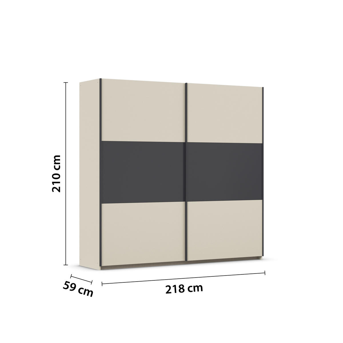 SCHWEBETÜRENSCHRANK 218/210/59 cm 2-türig Grau, Champagner  - Champagner/Grau, MODERN, Holzwerkstoff/Metall (218/210/59cm) - Rauch Möbel