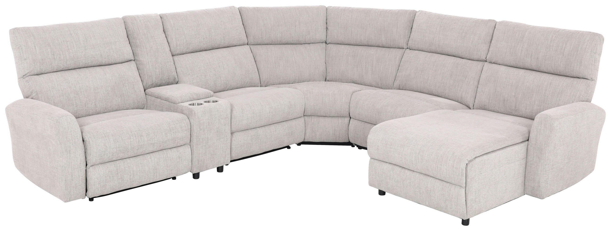 WOHNLANDSCHAFT Hellgrau Webstoff  - Hellgrau/Schwarz, KONVENTIONELL, Kunststoff/Textil (325/107/302cm) - MID.YOU