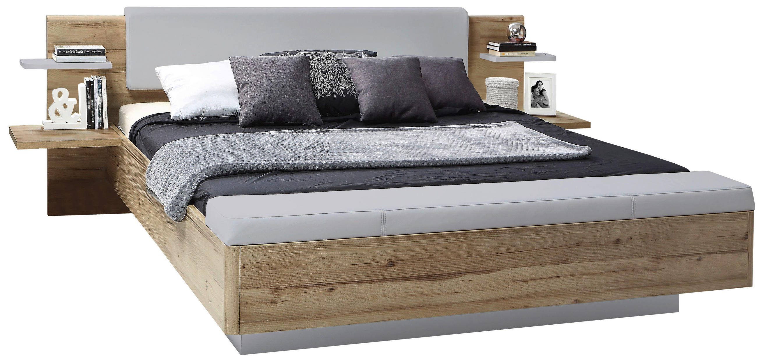 Ti'me POSTELOVÁ SESTAVA, 180/200 cm, šedá, dub artisan