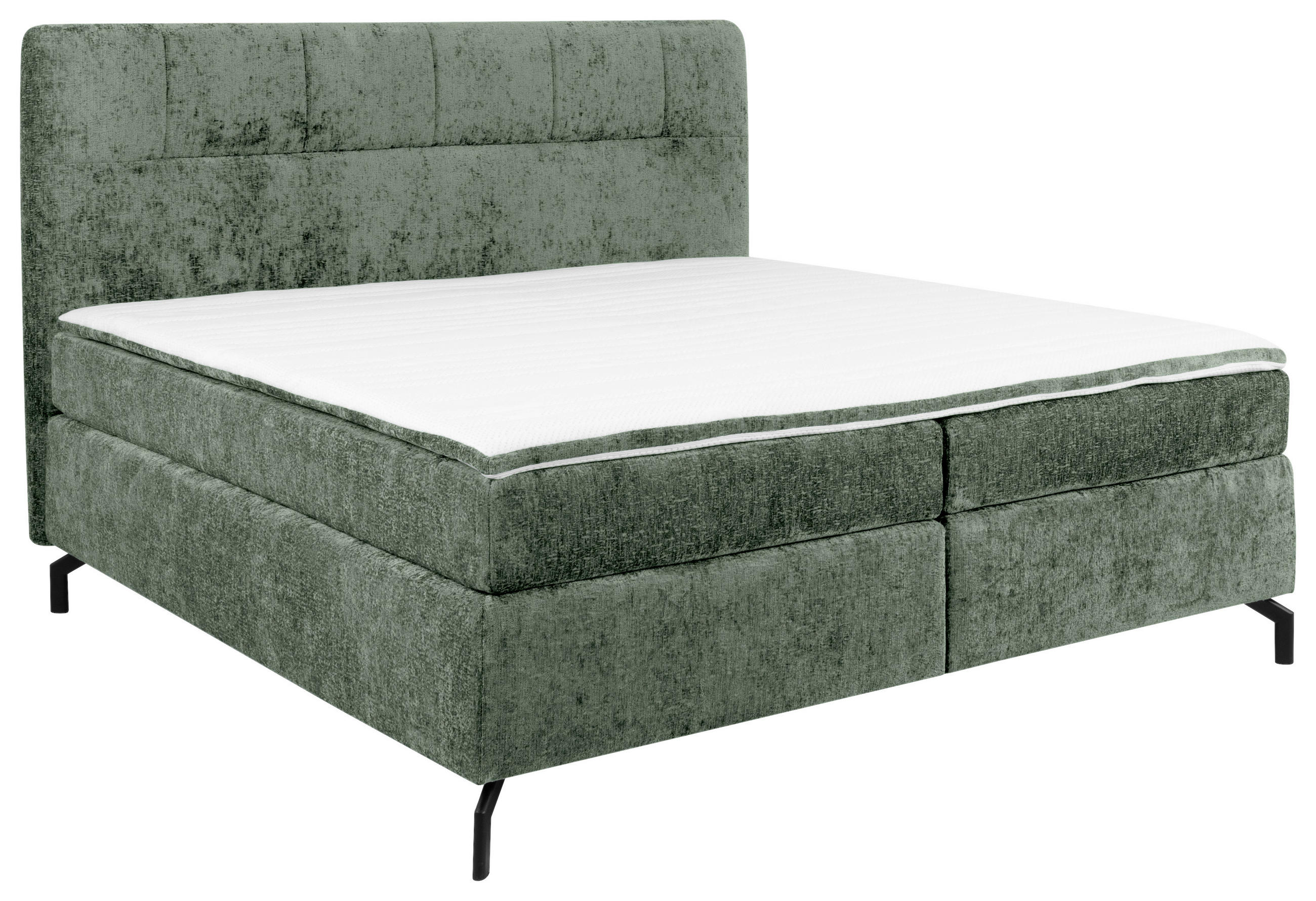 BOXSPRINGBETT 160/200 cm,  in Mintgrün, Topper, H2 + H2 = mittel  - Schwarz/Mintgrün, Design, Textil/Metall (160/200cm) - Esposa
