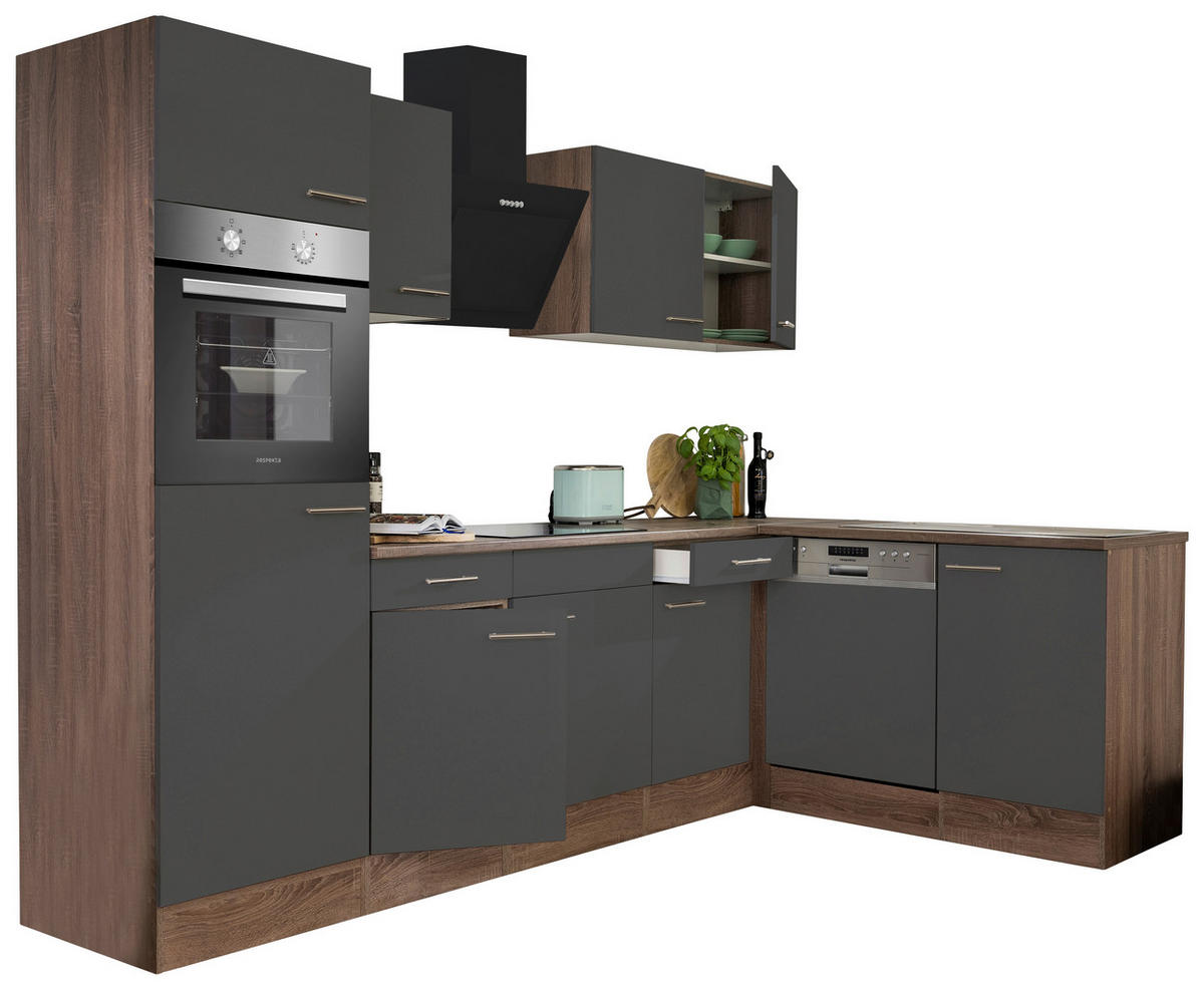 ECKKÜCHE 280/172 cm  in Grau  - Eichefarben/Grau, Basics, Holzwerkstoff/Metall (280/172cm) - Respekta